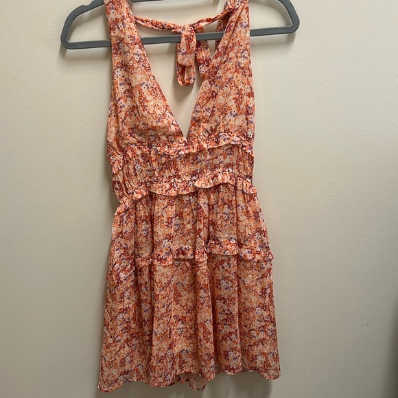 Orange Floral Dress - Picture 1 of 2